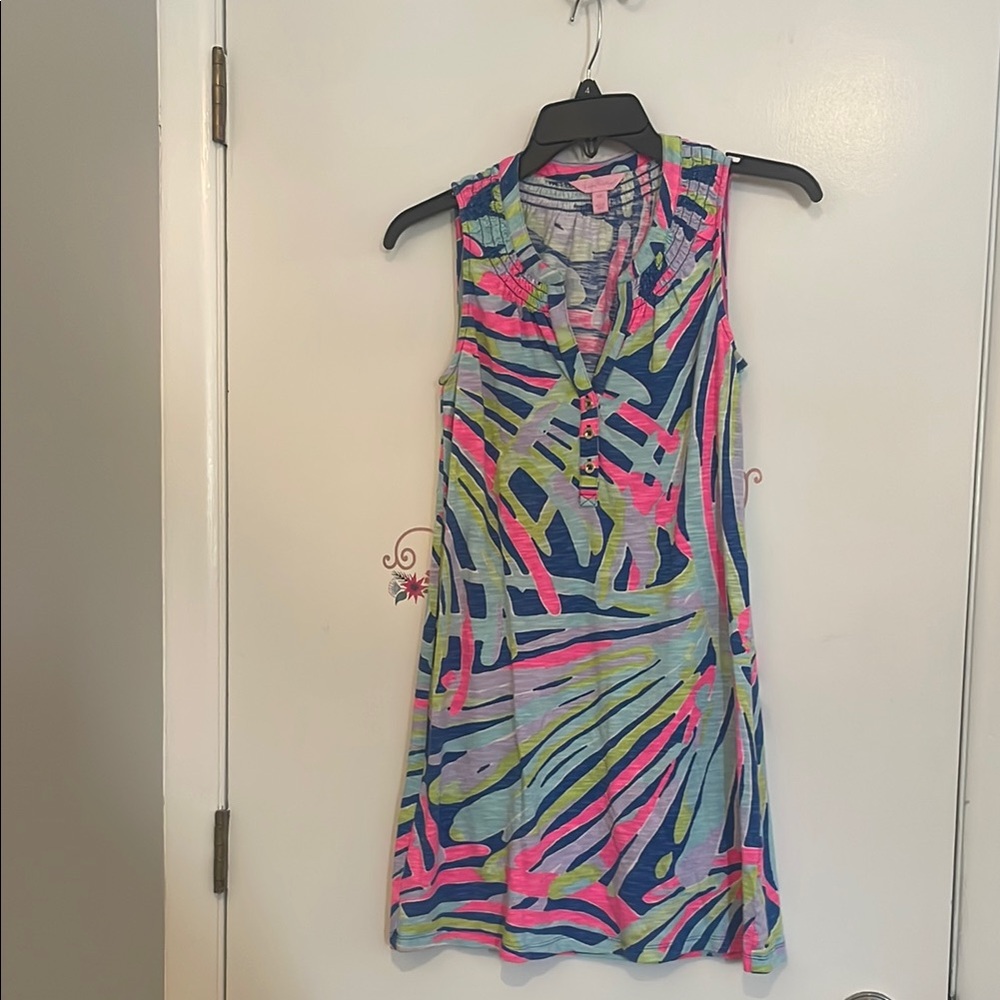 Lilly Pulitzer Vibrant Sleeveless Dress Abstract Cotton Modal Blend Breathable